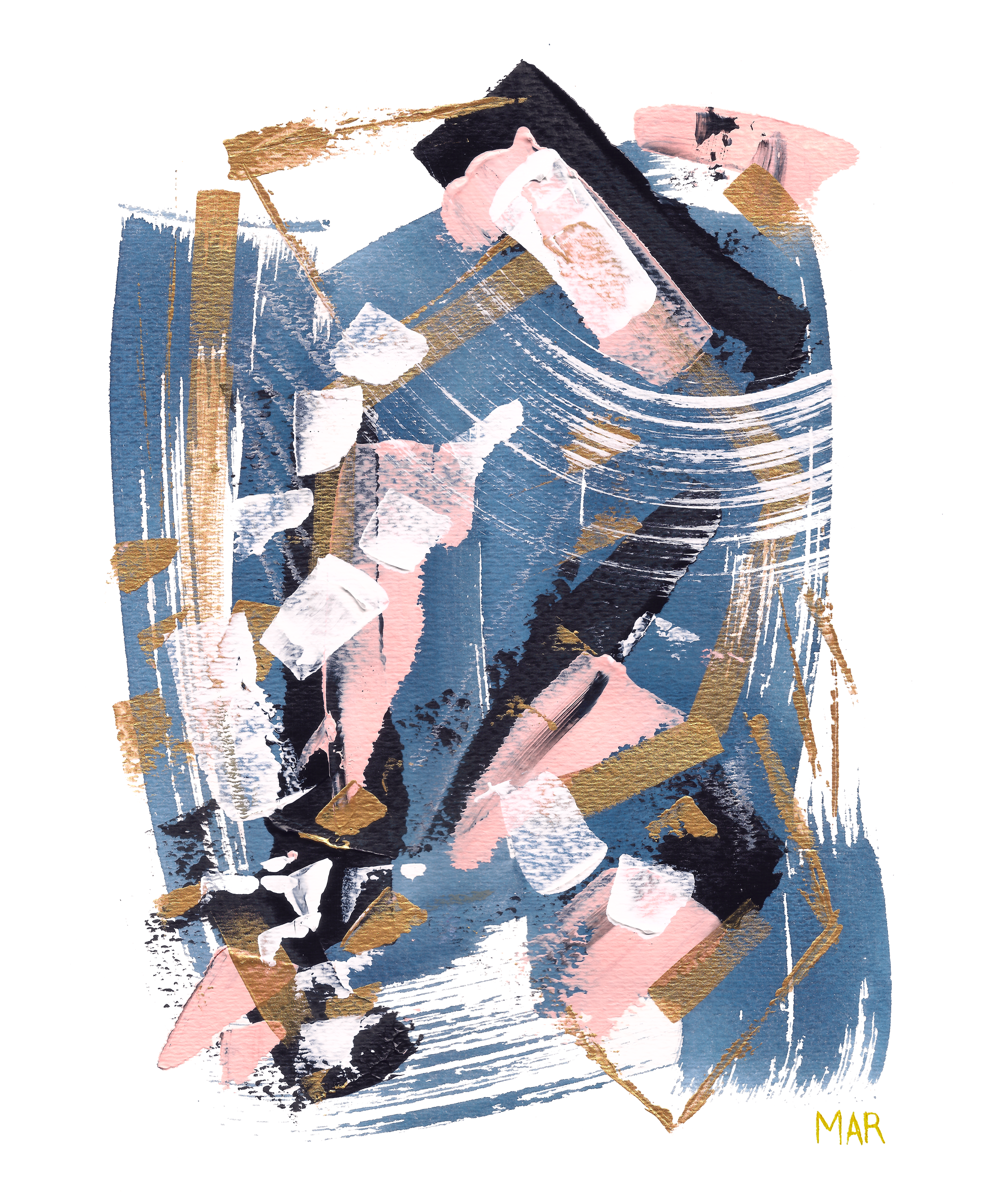 Abstract - Indigo Blush Gold White 2 - 8x10.5 - Acrylic on Paper - by MAR.png