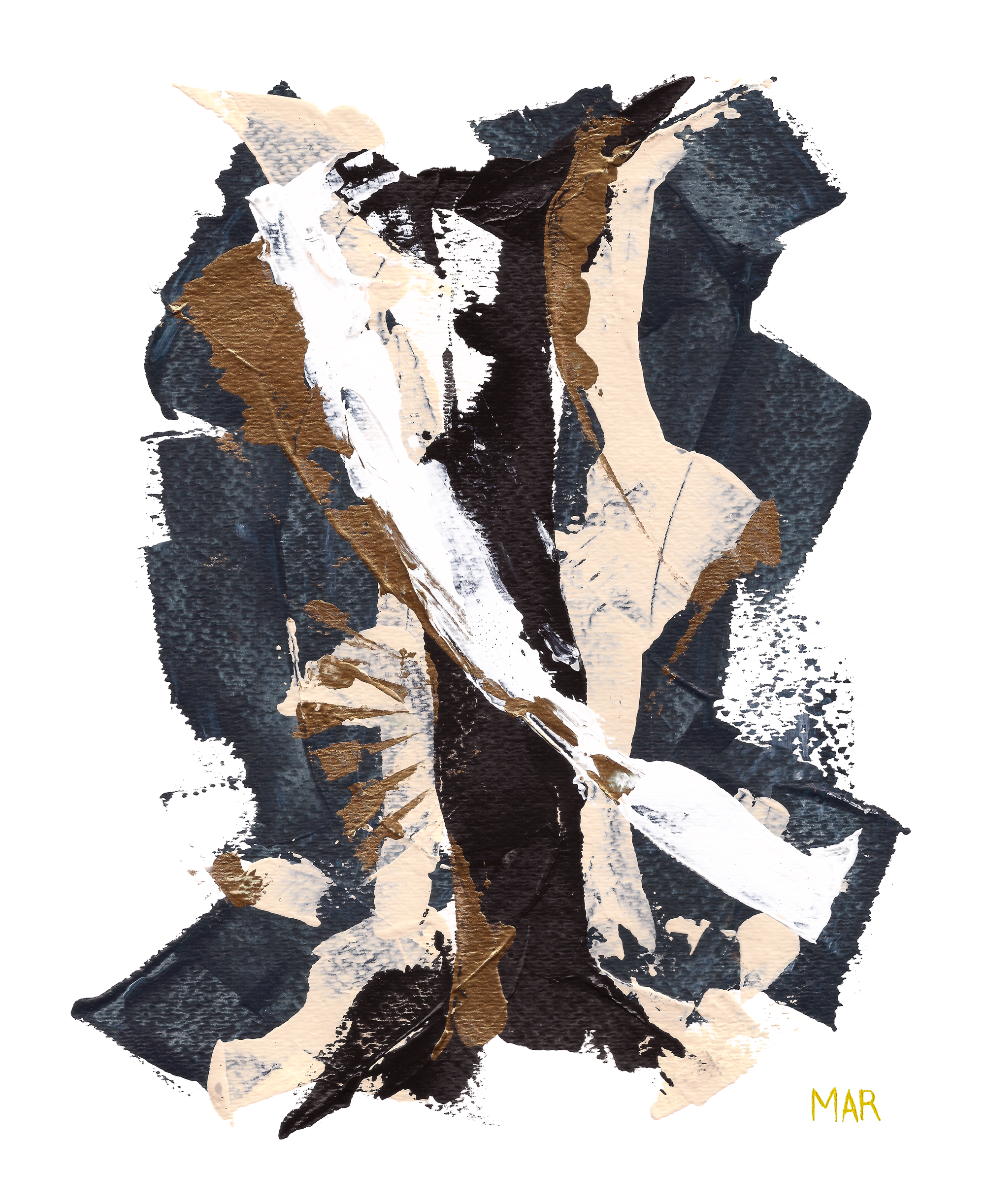 Abstract - Navy Bronze Beige White - 8x10.5 - Acrylic on Paper - by MAR.png