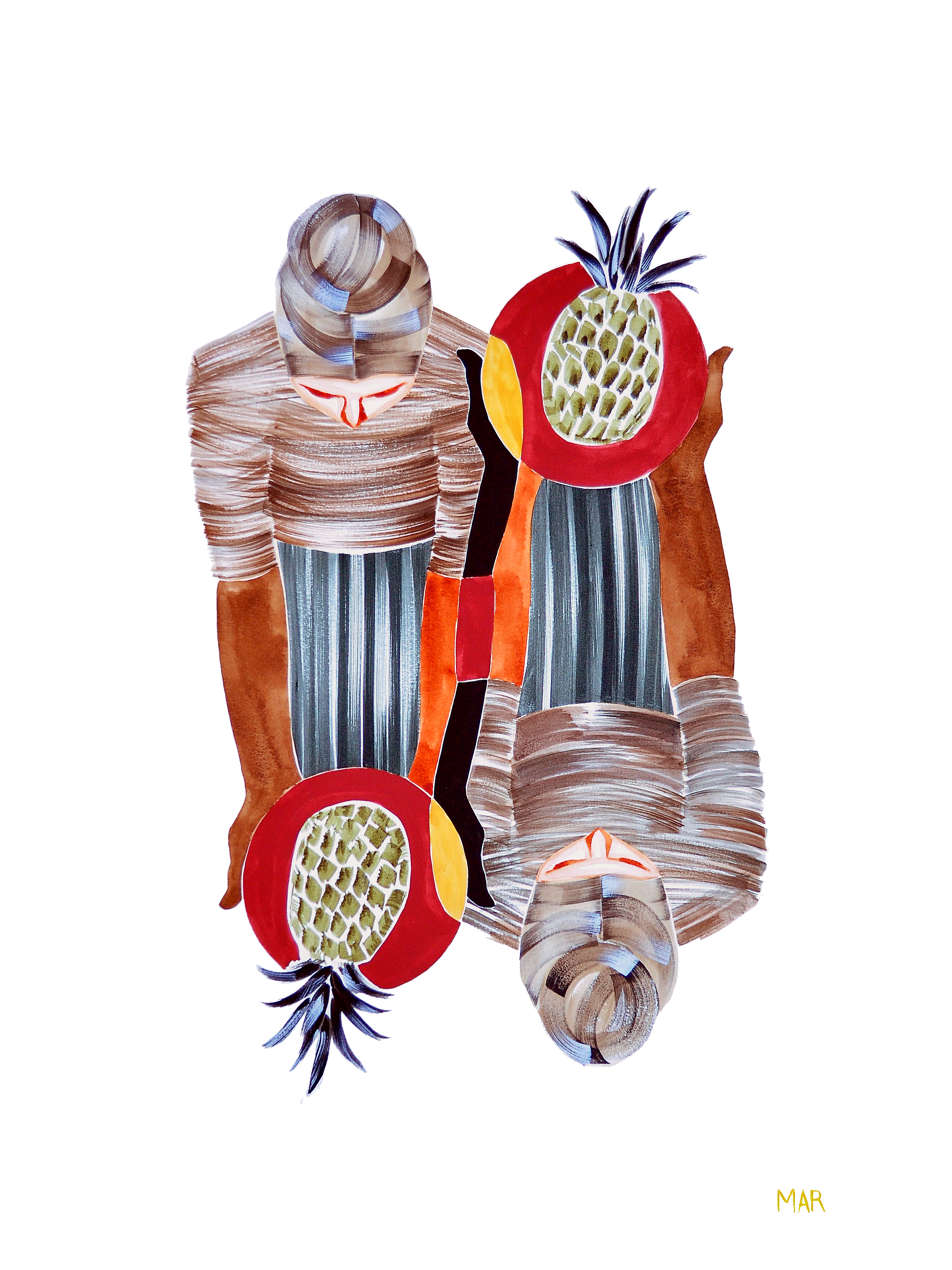 Offerings Brown Pineapples - Watercolor on Paper 18x24 - by MAR - Resize.png