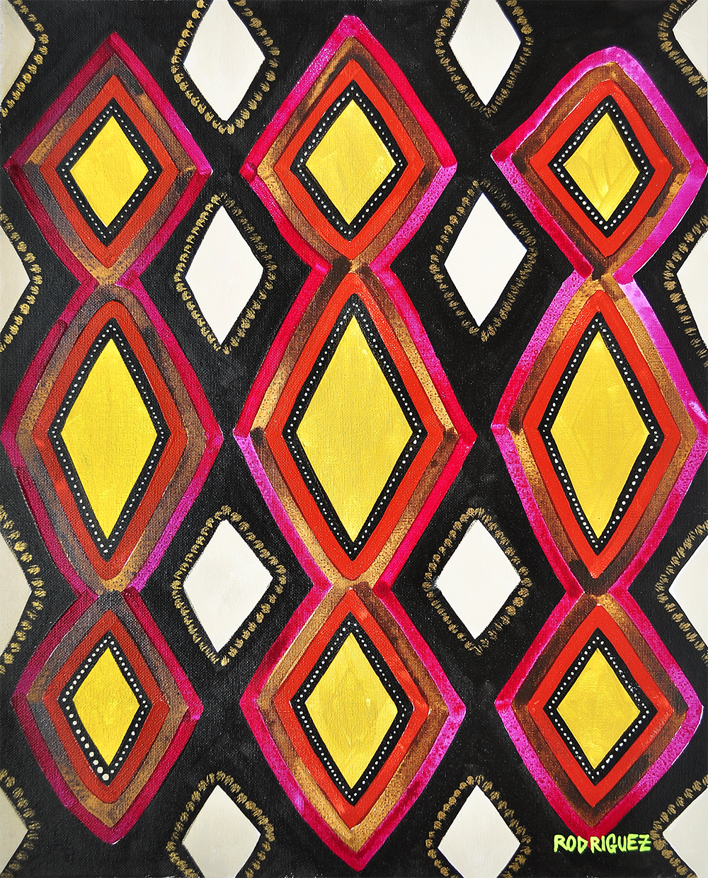 Abstract - Diamon Pattern Black Fuchsia Beige - 16x20 - by Marianne Angeli Rodriguez - 2016 - Resize Small.png