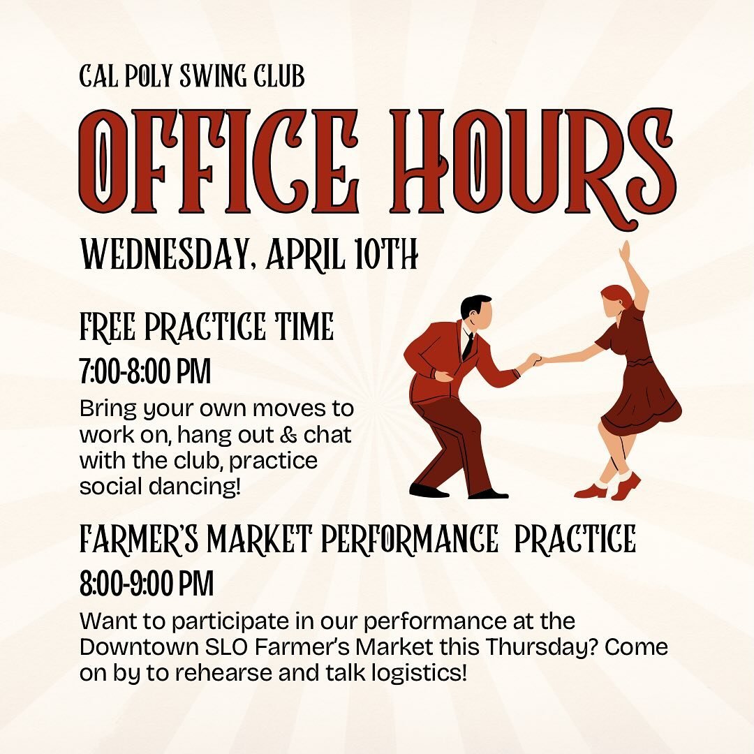 Our first Office Hours session of the quarter is tonight! Join us for free practice and rehearsal for Farmer&rsquo;s Market tomorrow!