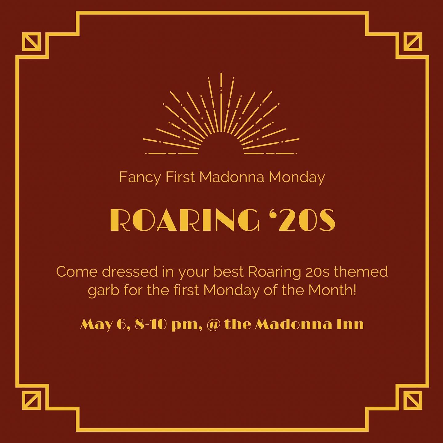 It&rsquo;s almost the first Monday of the month, and you know what that means! It&rsquo;s time for a themed social dance! Come dressed in your best Roaring &lsquo;20s attire for Fancy First! ✨

#swingdancing #cpswing #calpolyswing #roaring20s #madonn