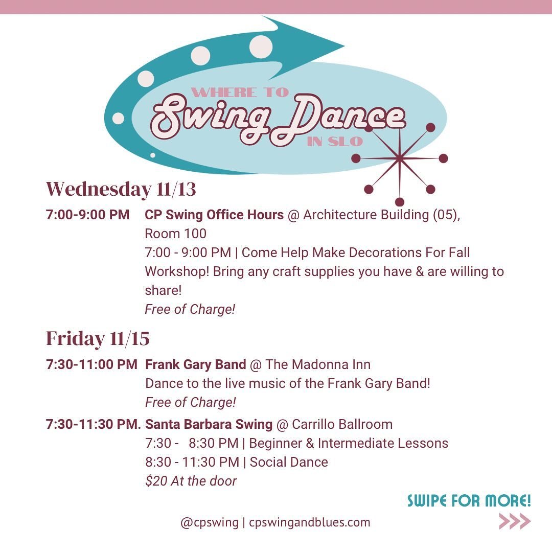Check out these amazing places to dance this week! Don&rsquo;t forget to get your workshop tickets!!!