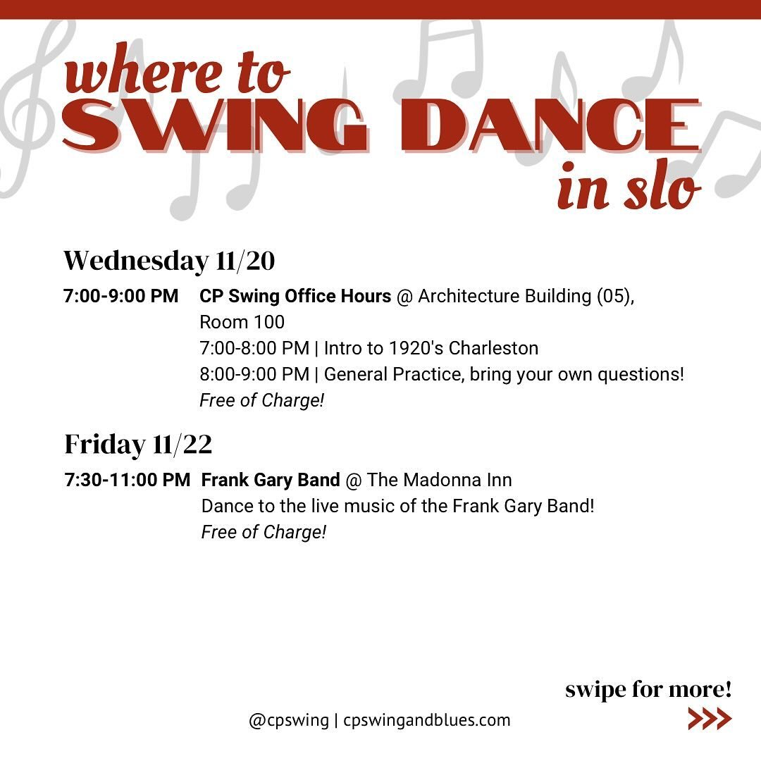 It&rsquo;s a pretty light week for dancing so make sure to swing by office hours today and get some moves in before break!