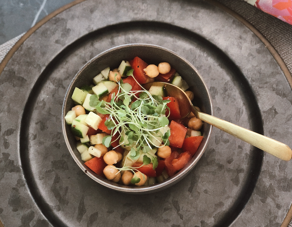 Lemony Chickpea + Cucumber Salad