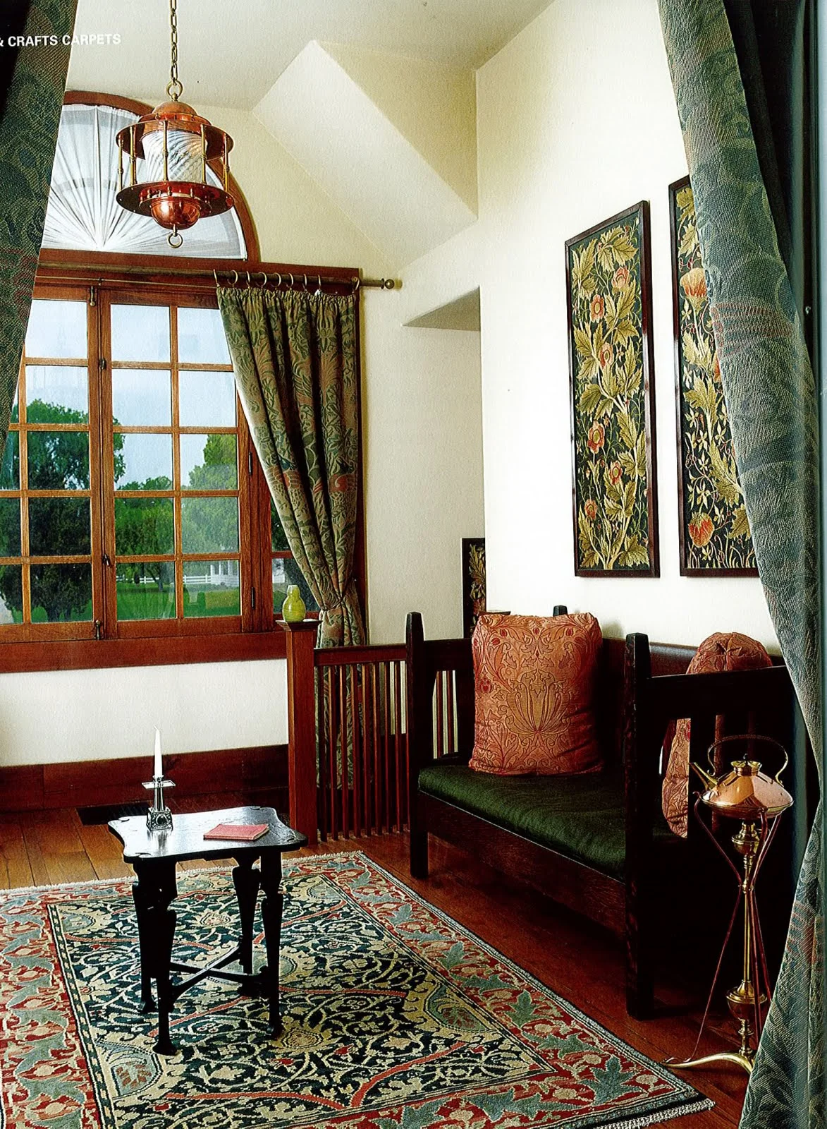 White walls make beautiful William Morris inspired motifs even more stunning