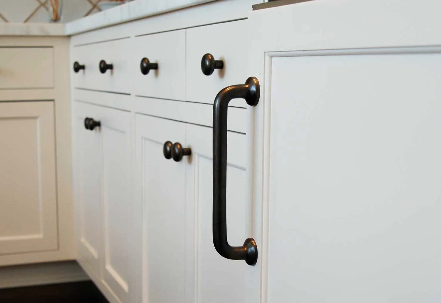 CK-403 Cabinet Knob with GH-450 Grip Handle . Shown in the W2 Finish .