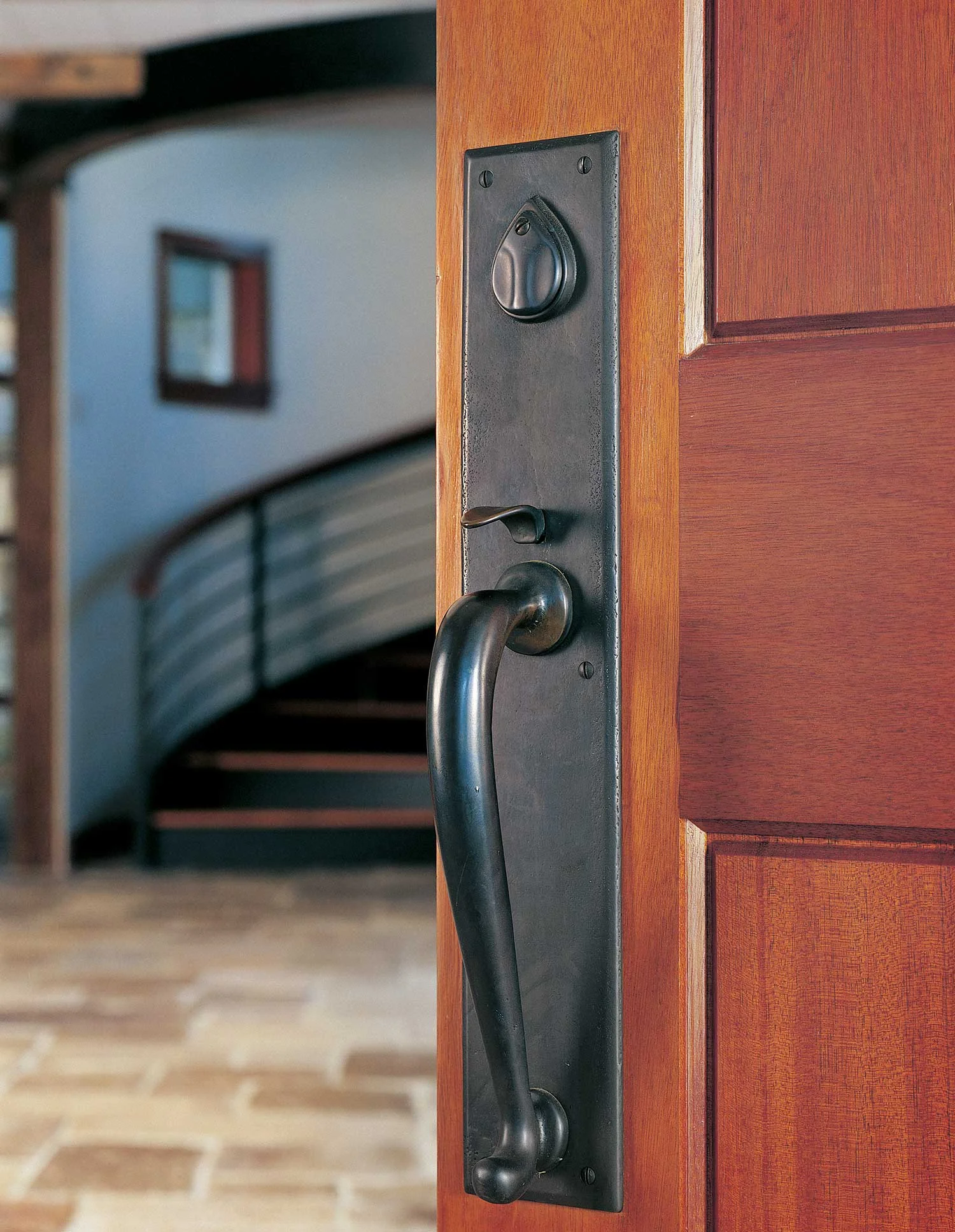 Bevel Edge Collection CS-701 Entry Set with GH-800 Curved Grip Handle . Shown in S3 Finish .