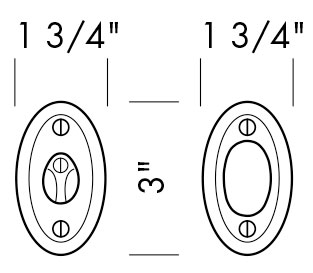 CS-444 - 445MB Oval Auxiliary Mortise Bolt Privacy Set Specifications