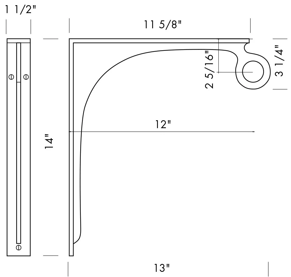 CLST-13BK Closet Bracket Specifications