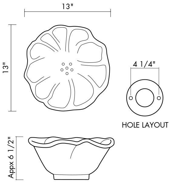 SINK-LOTUS-13 Round Lotus Vessel Sink Specifications