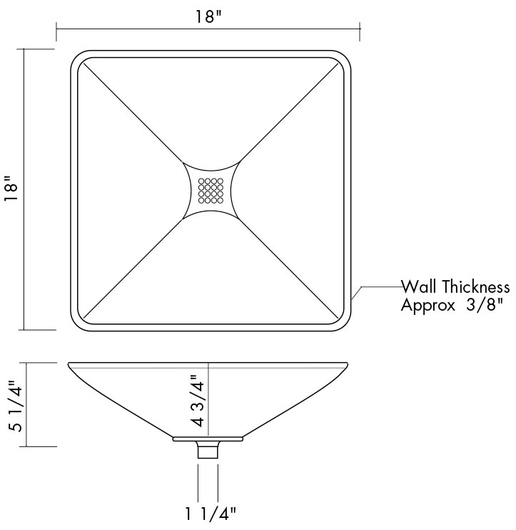 SINK-VS-18 Square Vessel Sink Specifications