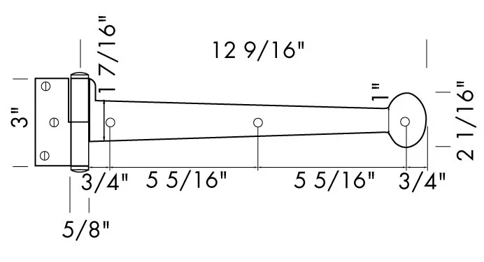 SH-B12ACT-CK Active Cabinet Door Strap Hinge Specifications