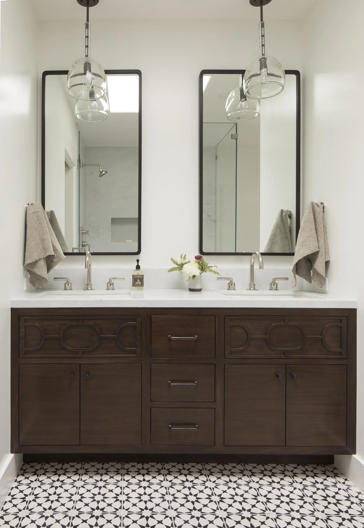 CK-515 Cabinet Pulls with CK-453 Dowel Knobs in W2 Finish Interior Design: Jute Home / Photography: Lisa Romerein