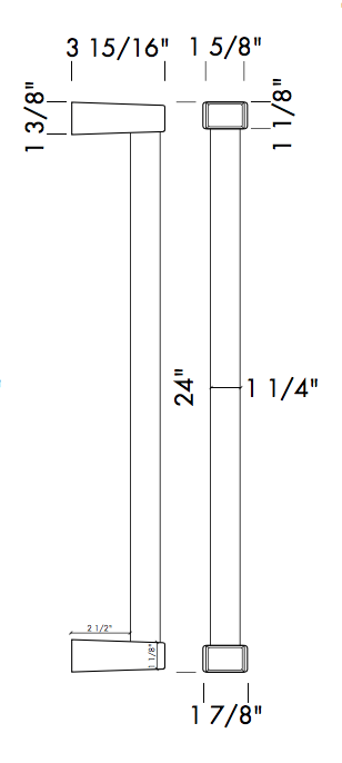 GH-WOAK-BSTN-DWL-24 Blackened White Oak Grip Handle Specifications