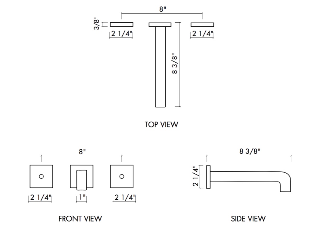 CS-WLFO3 Wall Mount Lavatory Faucet Specifications