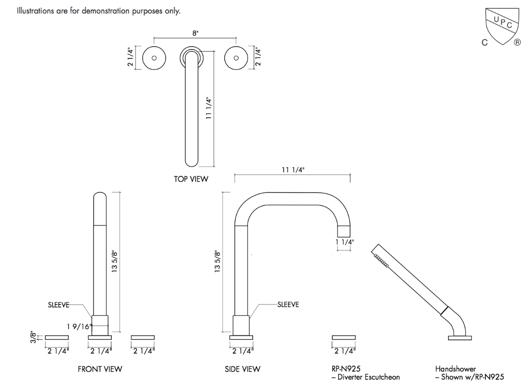 CS-DTF-06 Deck Mount Tub Filler Specifications