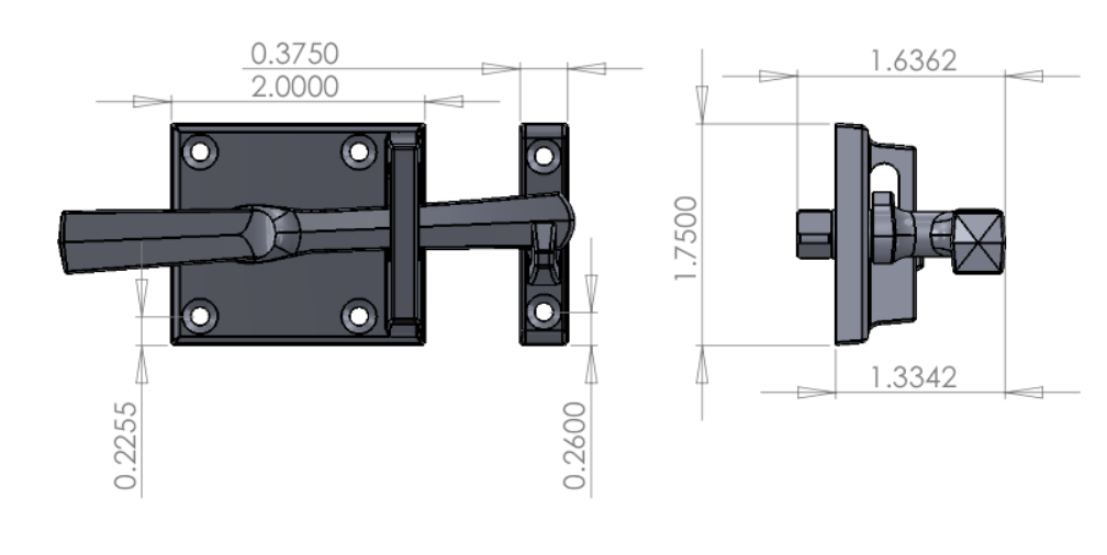 CK-600L-LH (Left Hand) Cabinet Latch with Extended Latch Bar Specifications