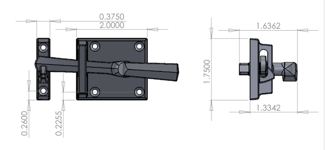 CK-600L-RH (Right Hand) Cabinet Latch with Extended Latch Bar Specifications