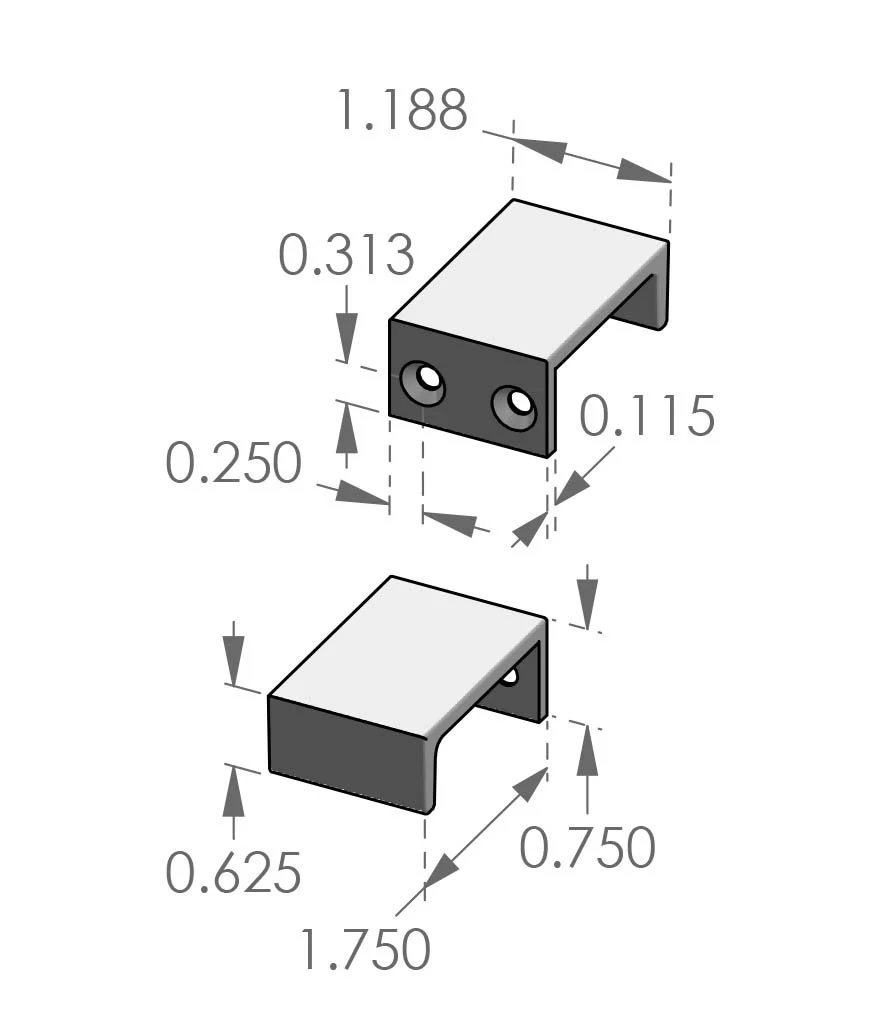 CK-504 Edge Mount Cabinet Pull Specifications