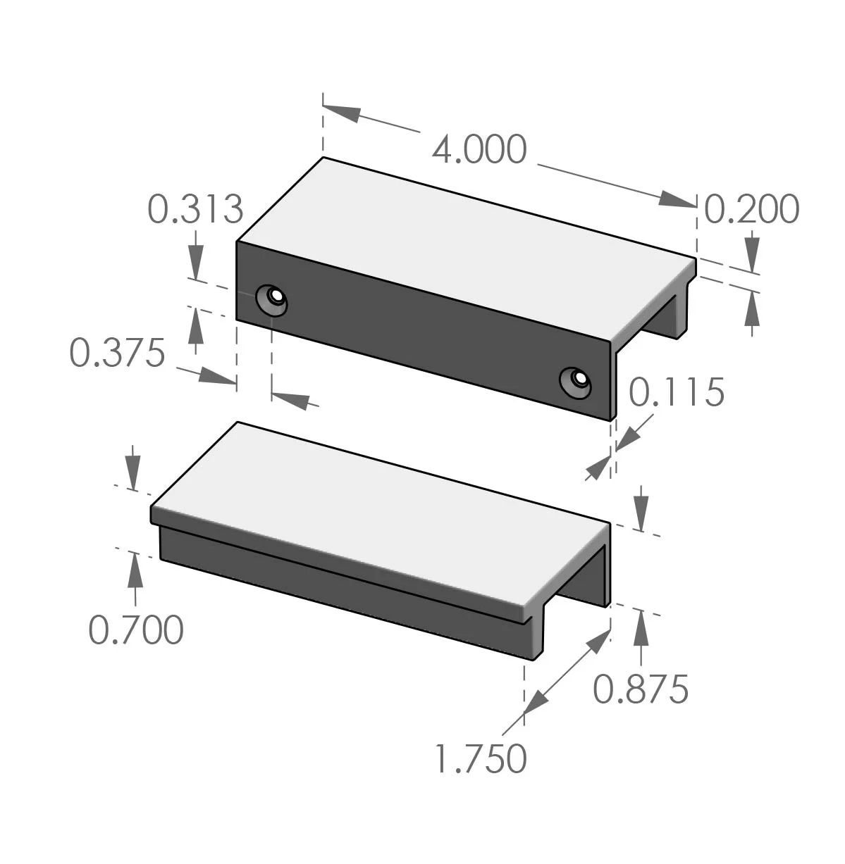 CK-503T-4 Edge Mount T Cabinet Pull Specifications