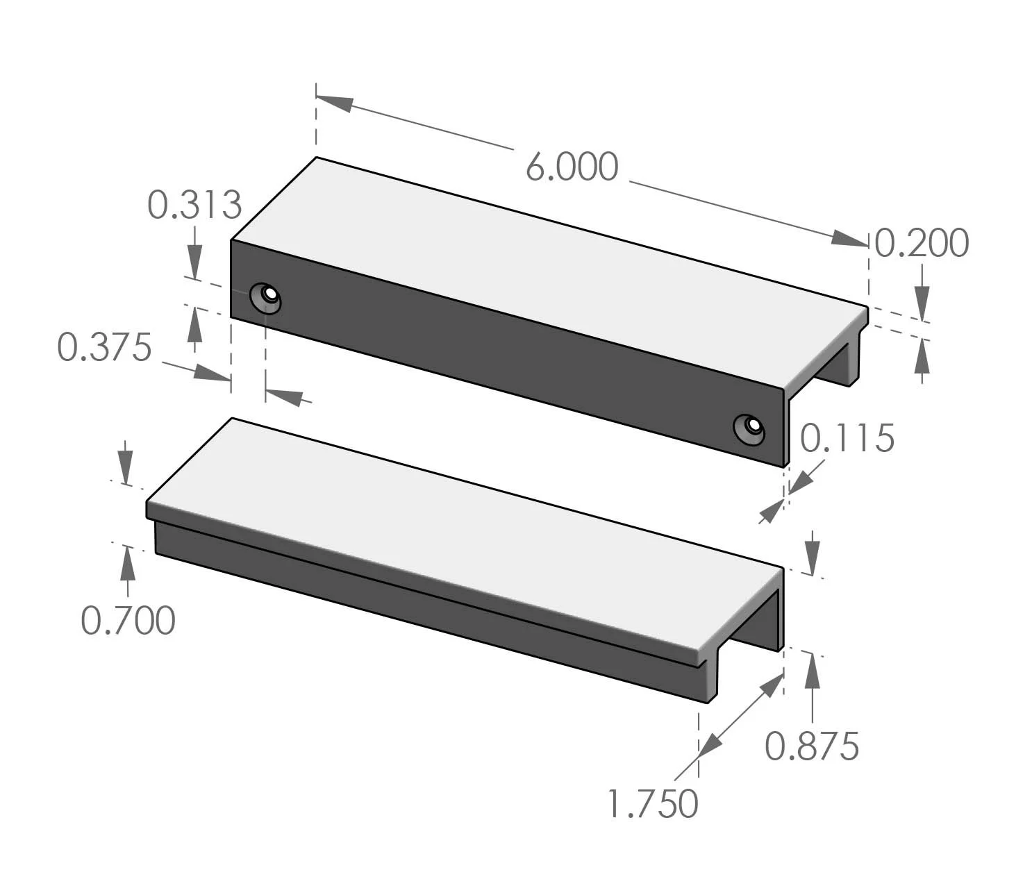 CK-503T-6 Edge Mount T Cabinet Pull Specifications