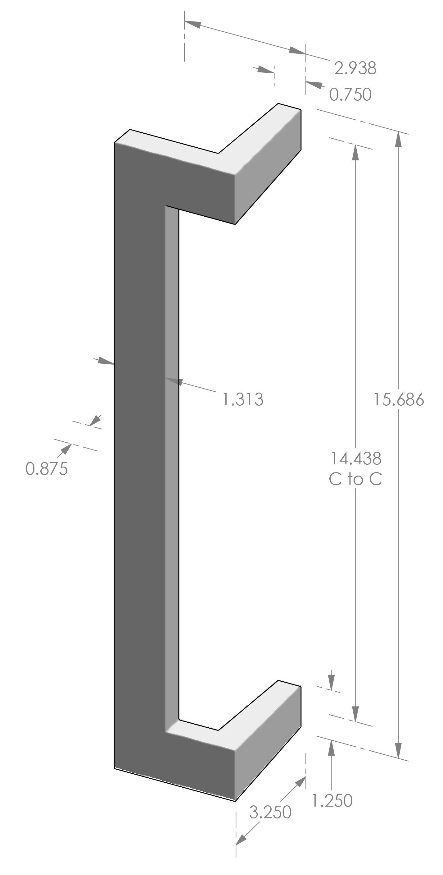 GH-996-15SL Offset Ergonomic Grip Handle Specifications