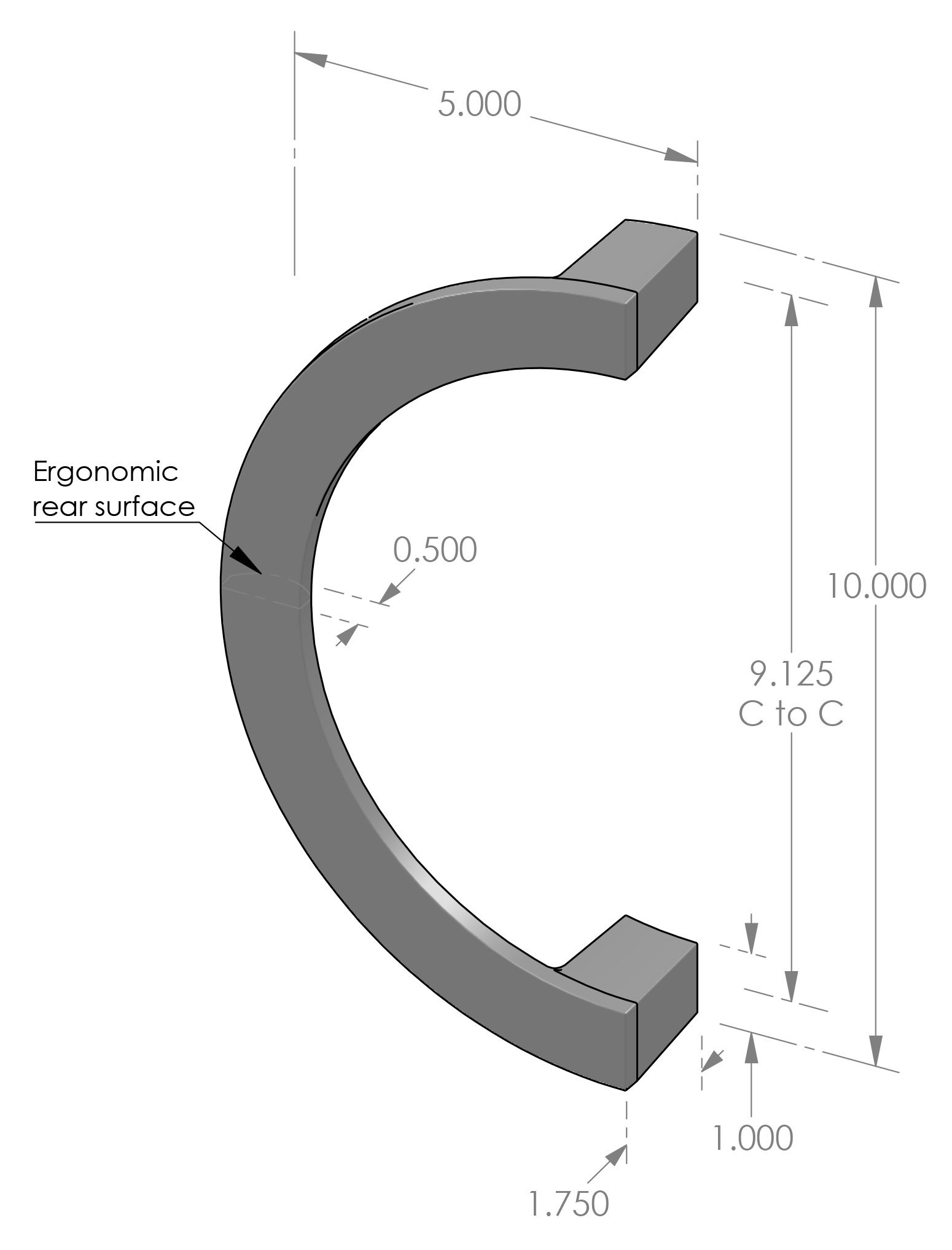 GH-RE10 Half Round Ergonomic Grip Handle Specifications