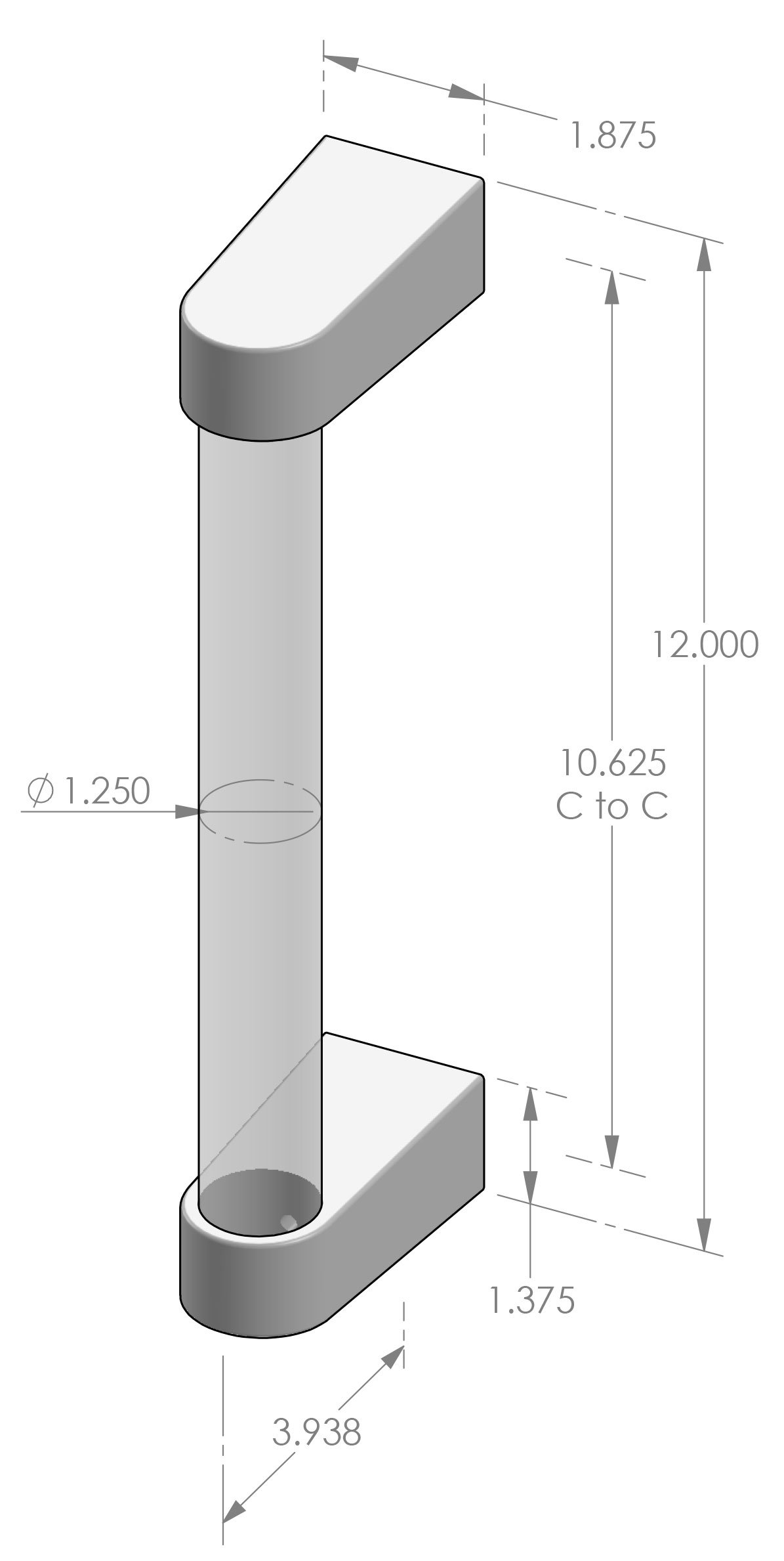 GH-ACR-DWL-12 Acrylic Dowel Grip Handle Specifications