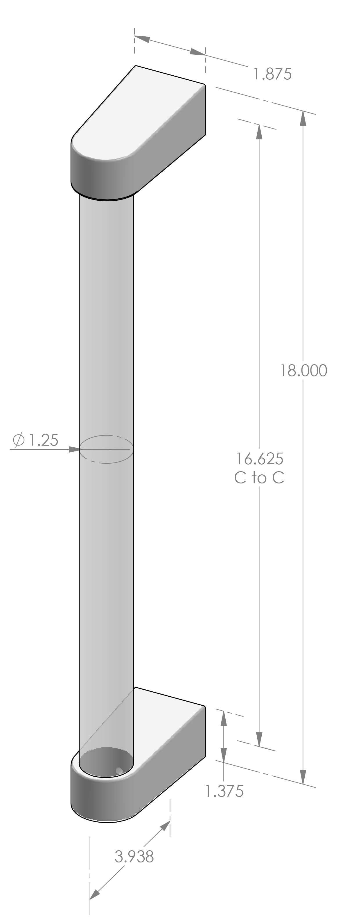 GH-ACR-DWL-18 Acrylic Dowel Grip Handle Specifications