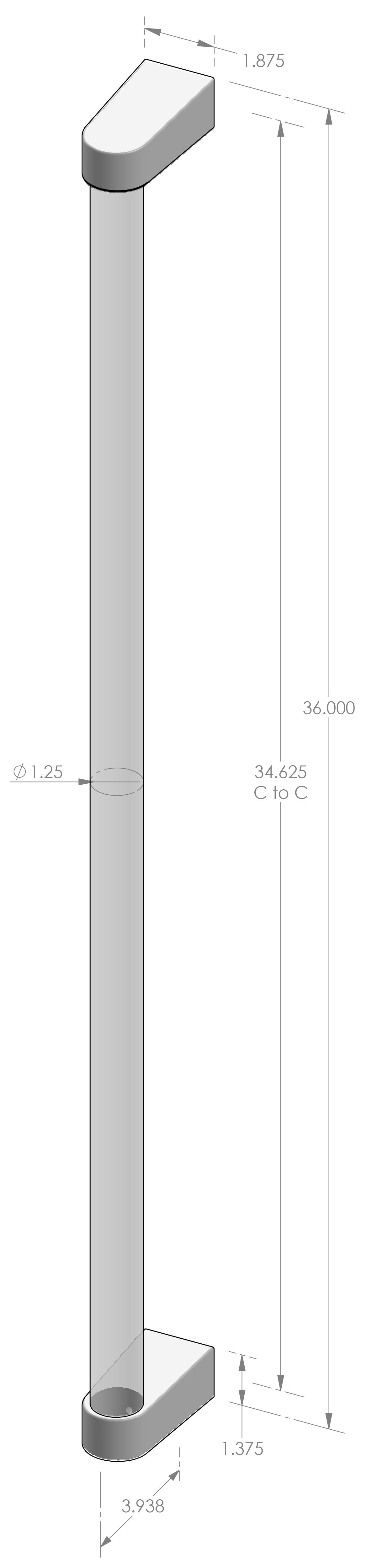 GH-ACR-DWL-36 Acrylic Dowel Grip Handle Specifications