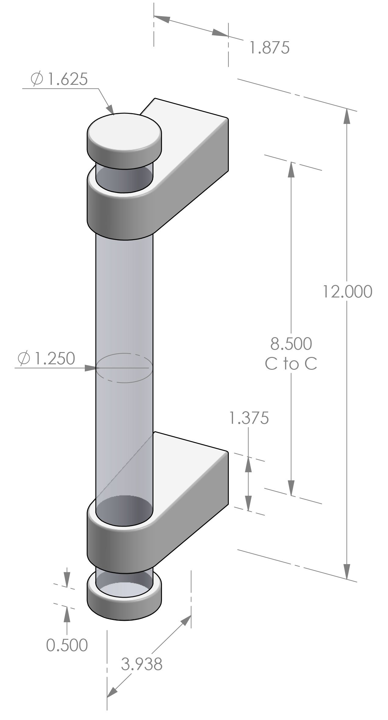 GH-ACR-DWL-CAP-12 Acrylic Dowel Cap Grip Handle Specifications