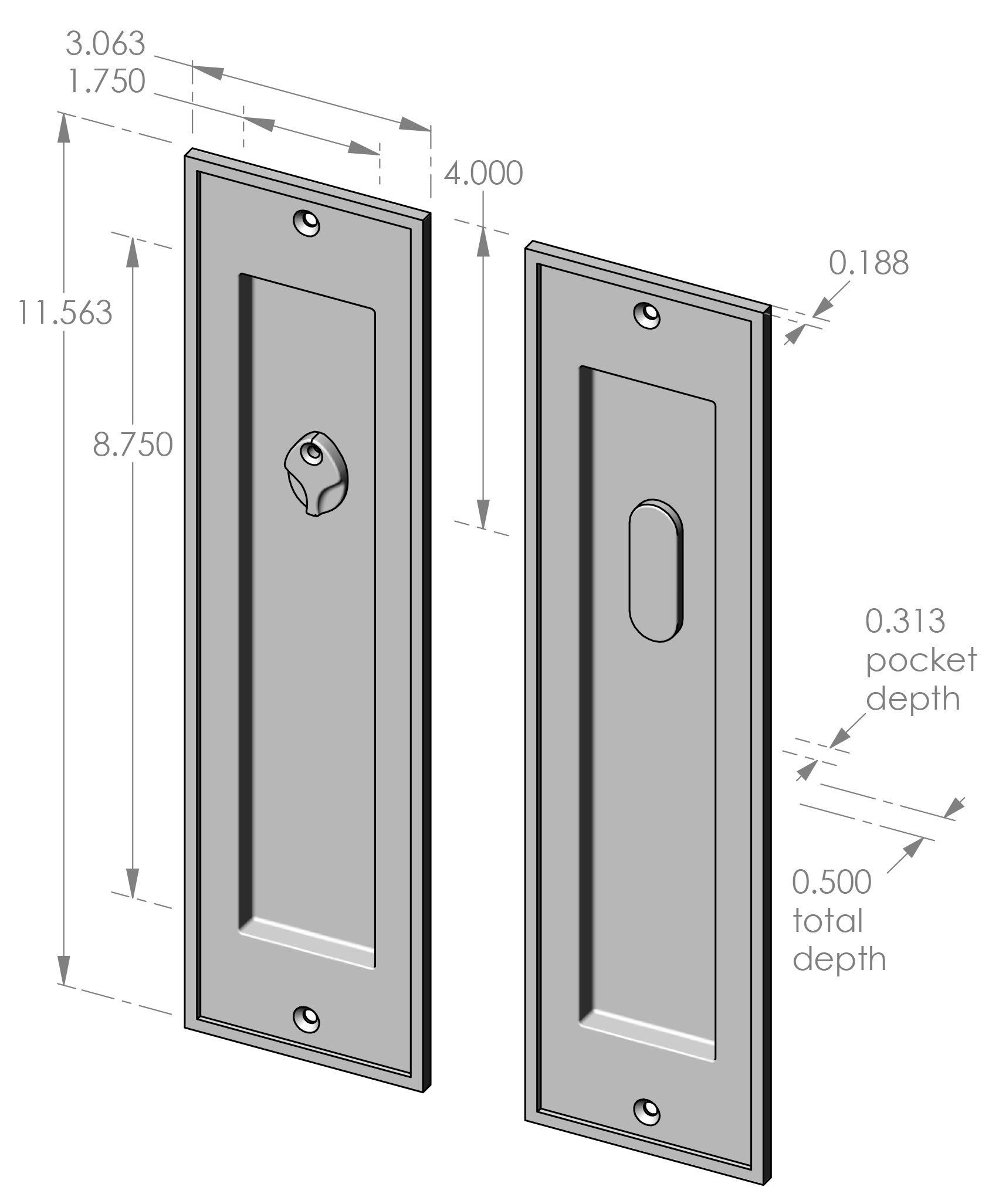 CS-FP1516IML-PR Bandbox Privacy Pocket Door Set Specifications