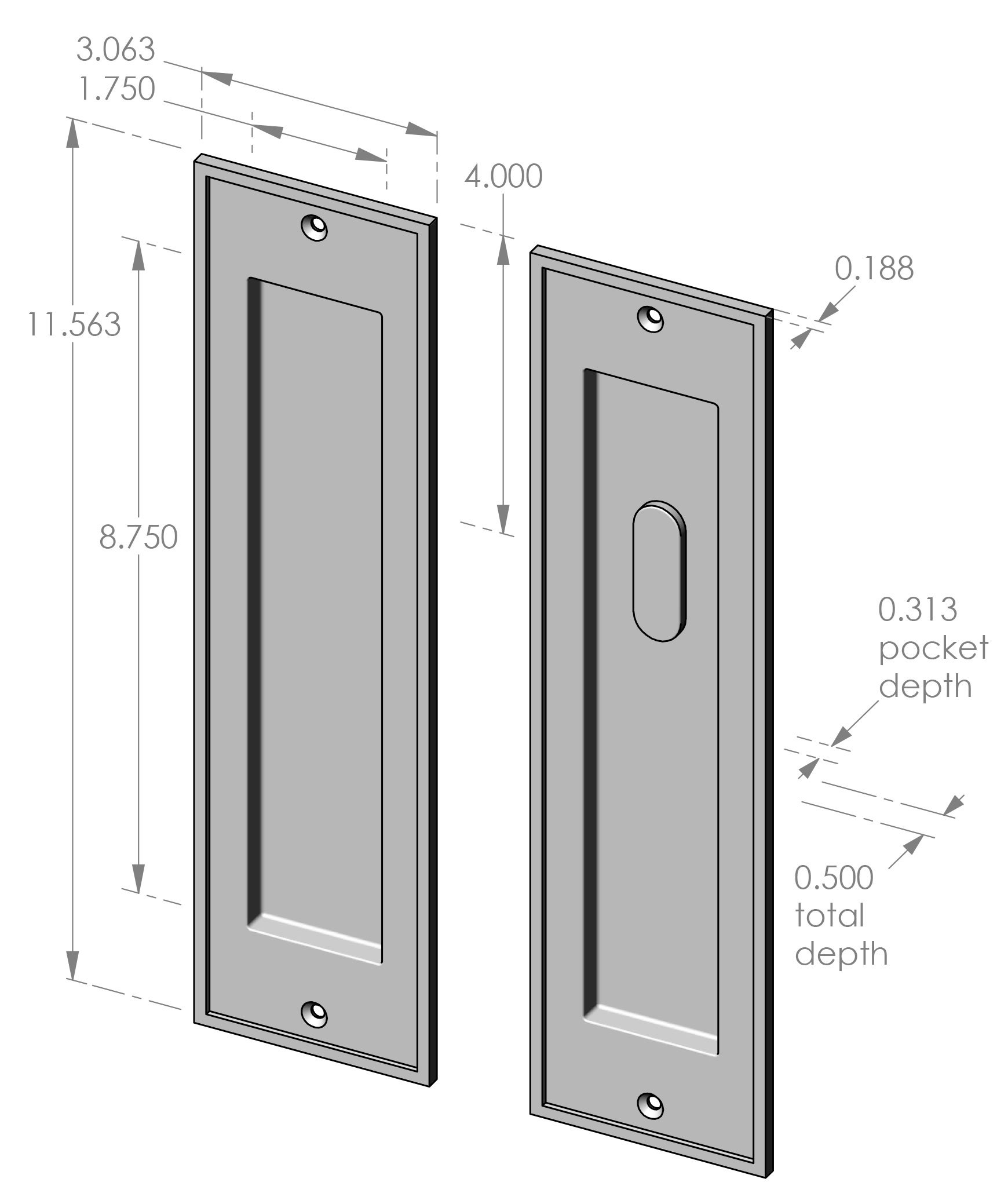 CS-FP1516ML-PF Bandbox Patio Function Pocket Door Set Specifications
