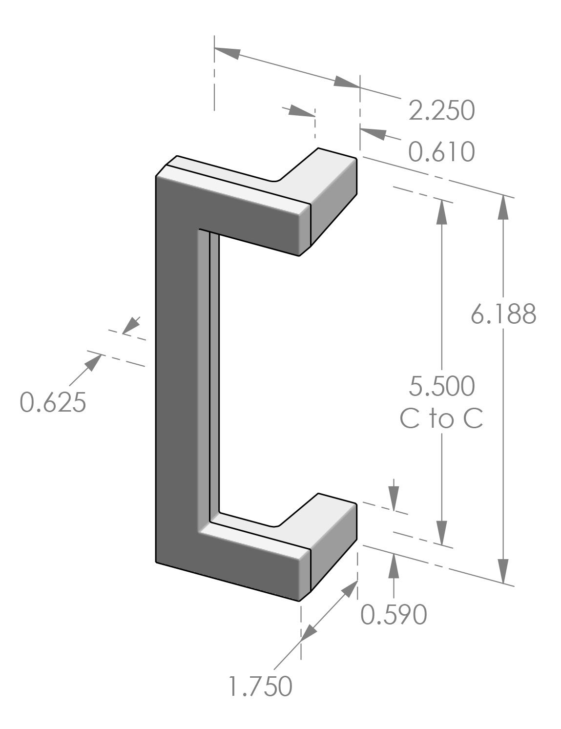 GH-129SL Offset Sliding Door Grip Handle Specifications