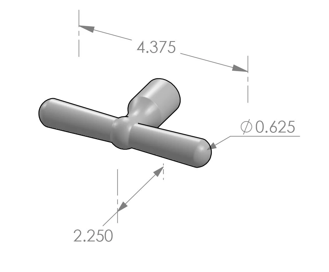 K-229T T-Handle Door Knob Specifications