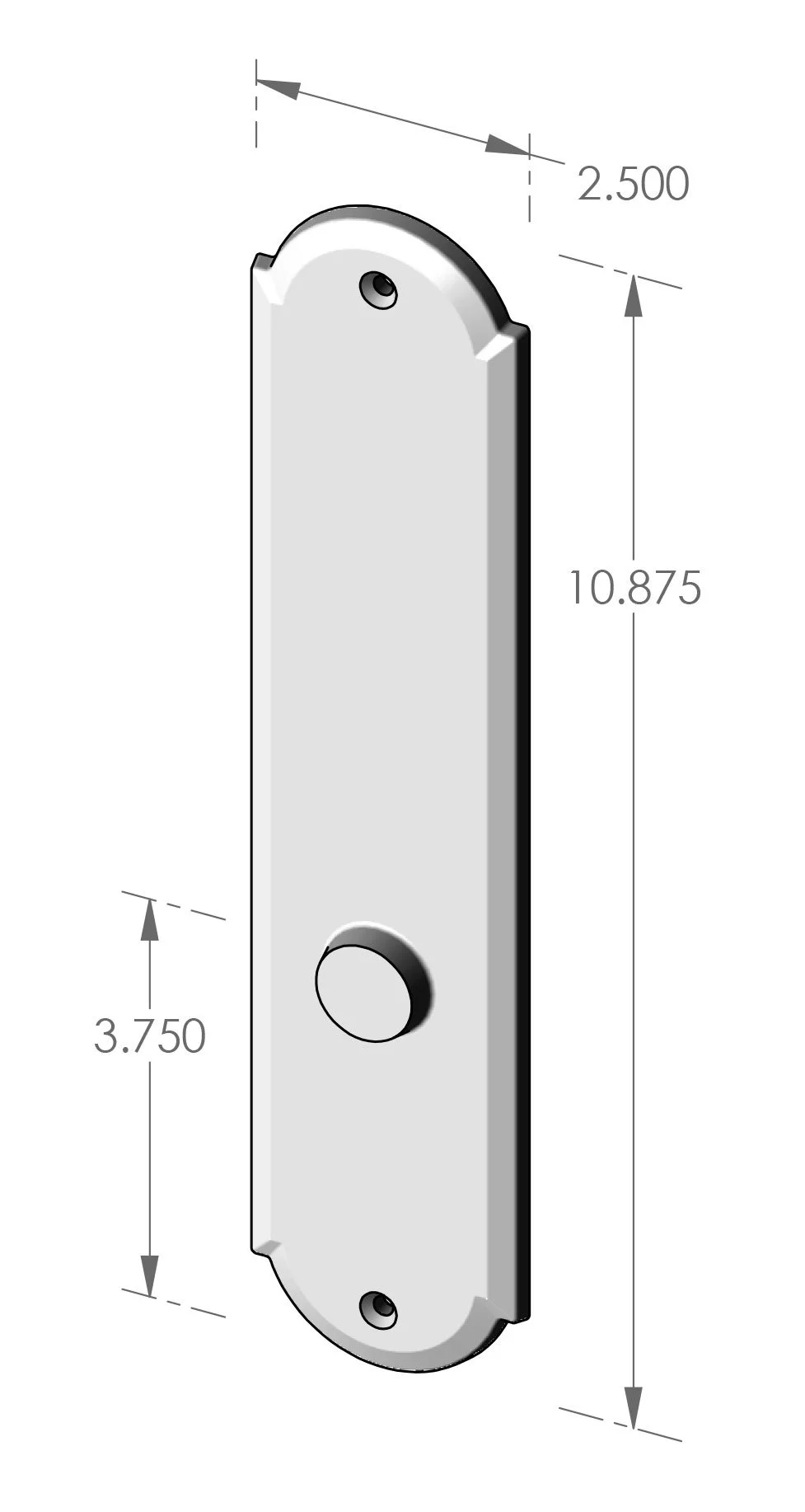 P-A409ML Arch Mortise Lock Passage Plate Specifications