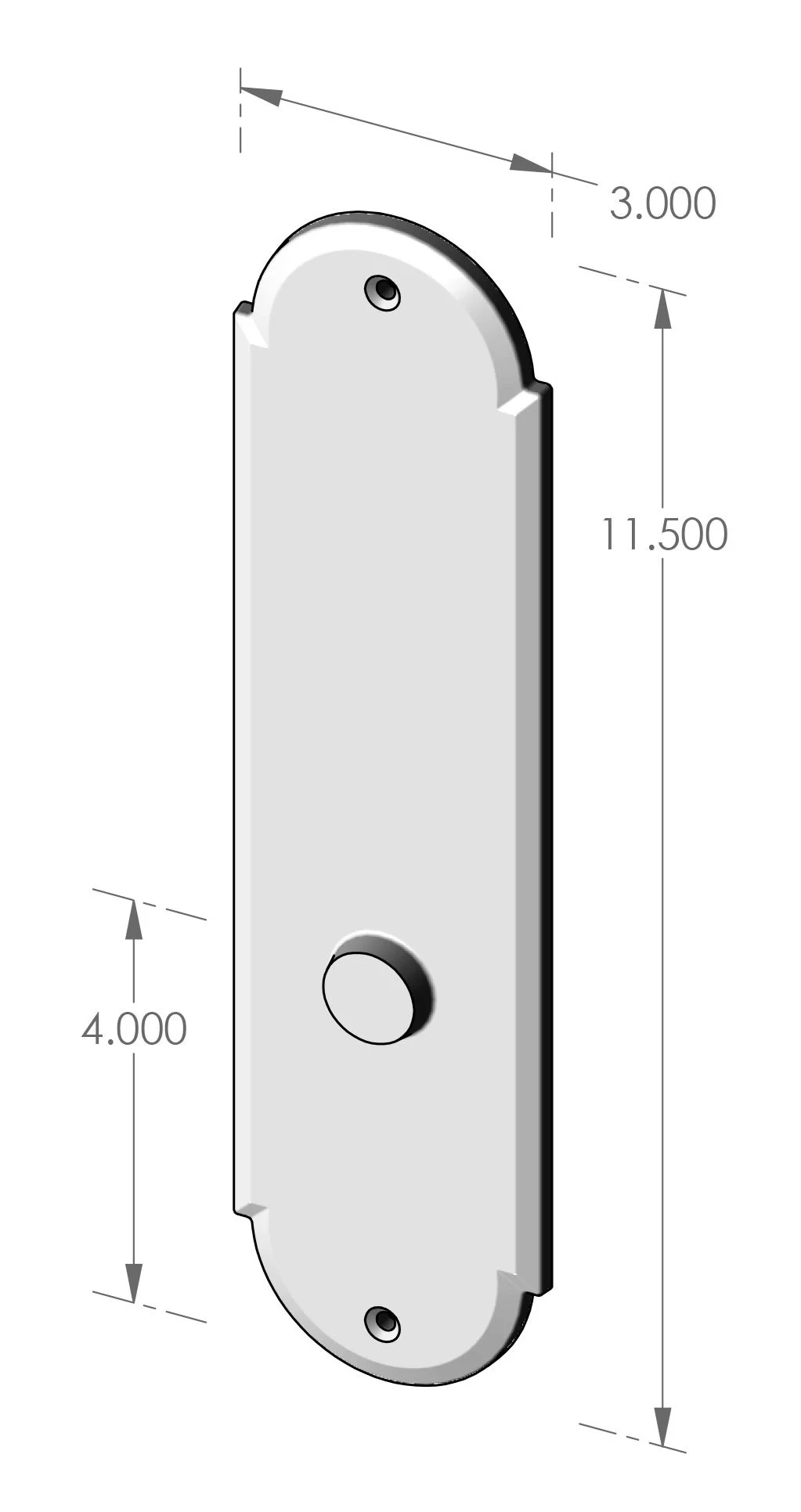 P-A410ML Arch Mortise Lock Passage Plate Specifications