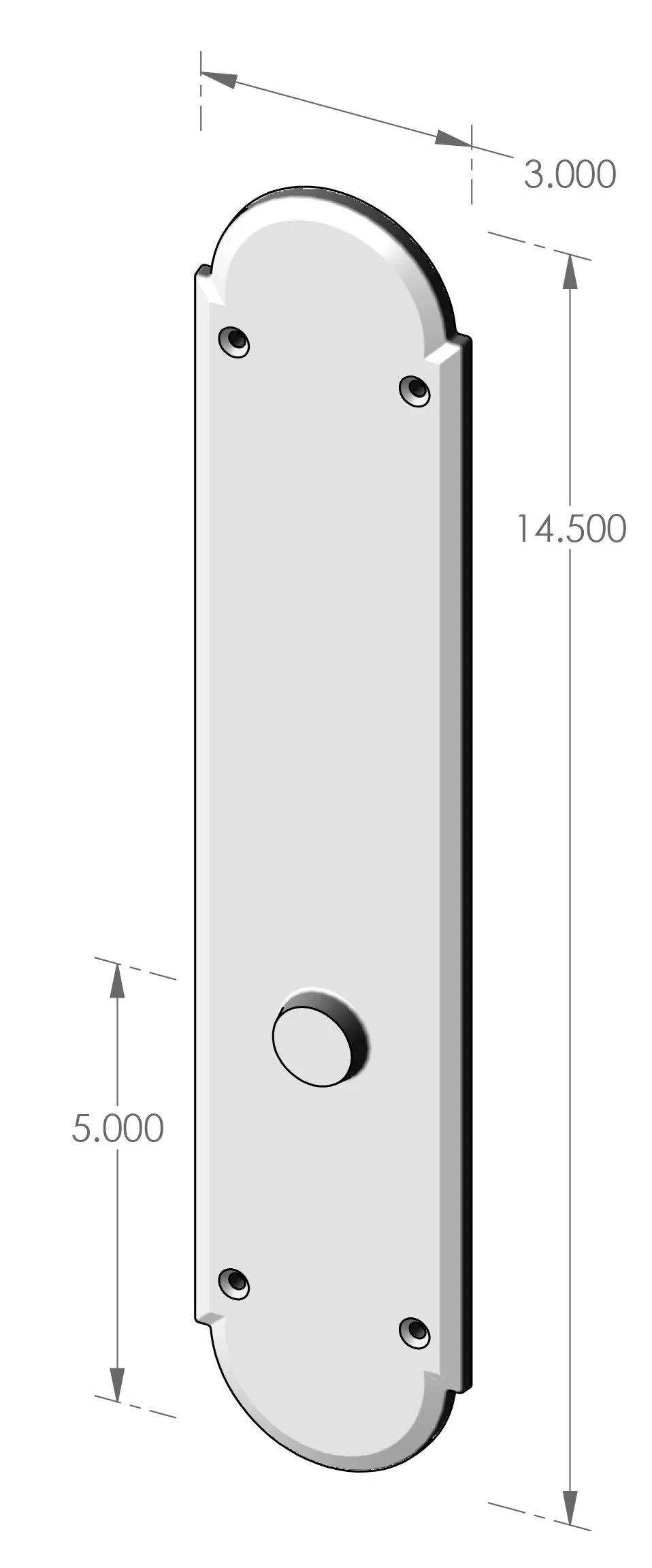 P-A601ML Arch Mortise Lock Passage Plate Specifications