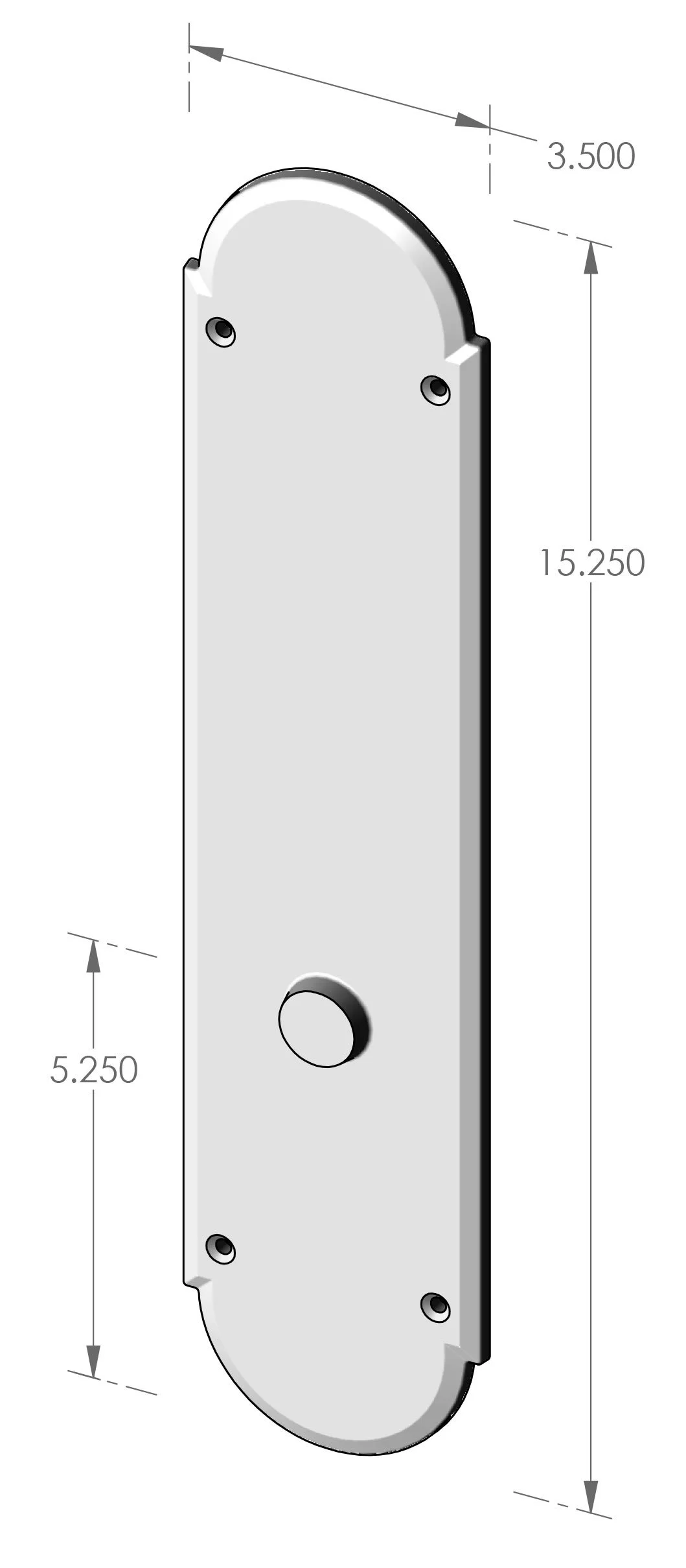 P-A602ML Arch Mortise Lock Passage Plate Specifications
