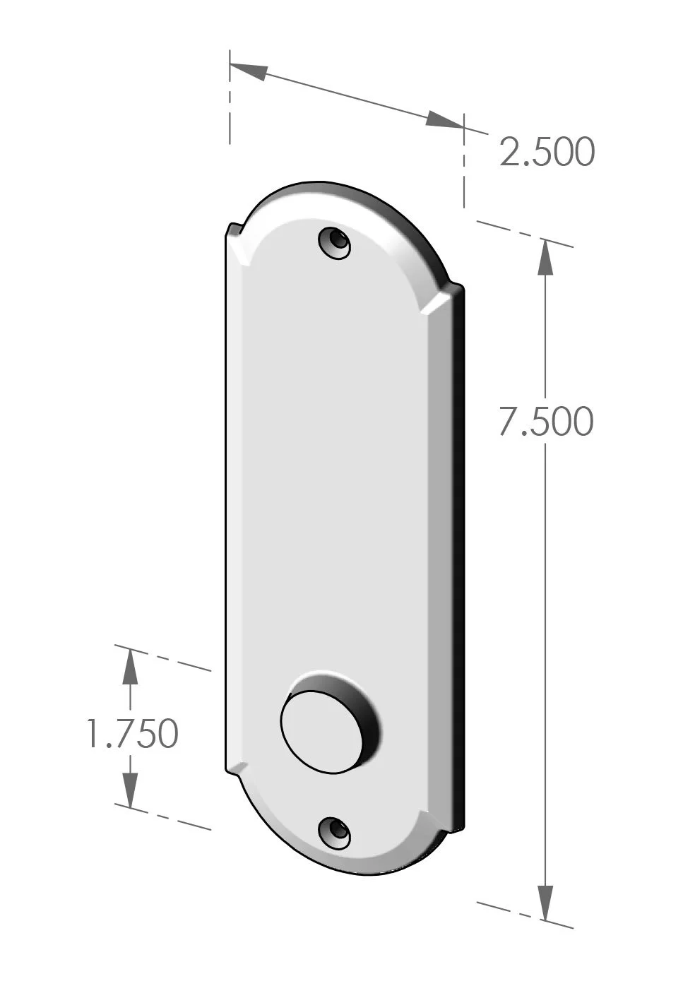 P-A406ML Arch Mortise Lock Passage Plate Specifications