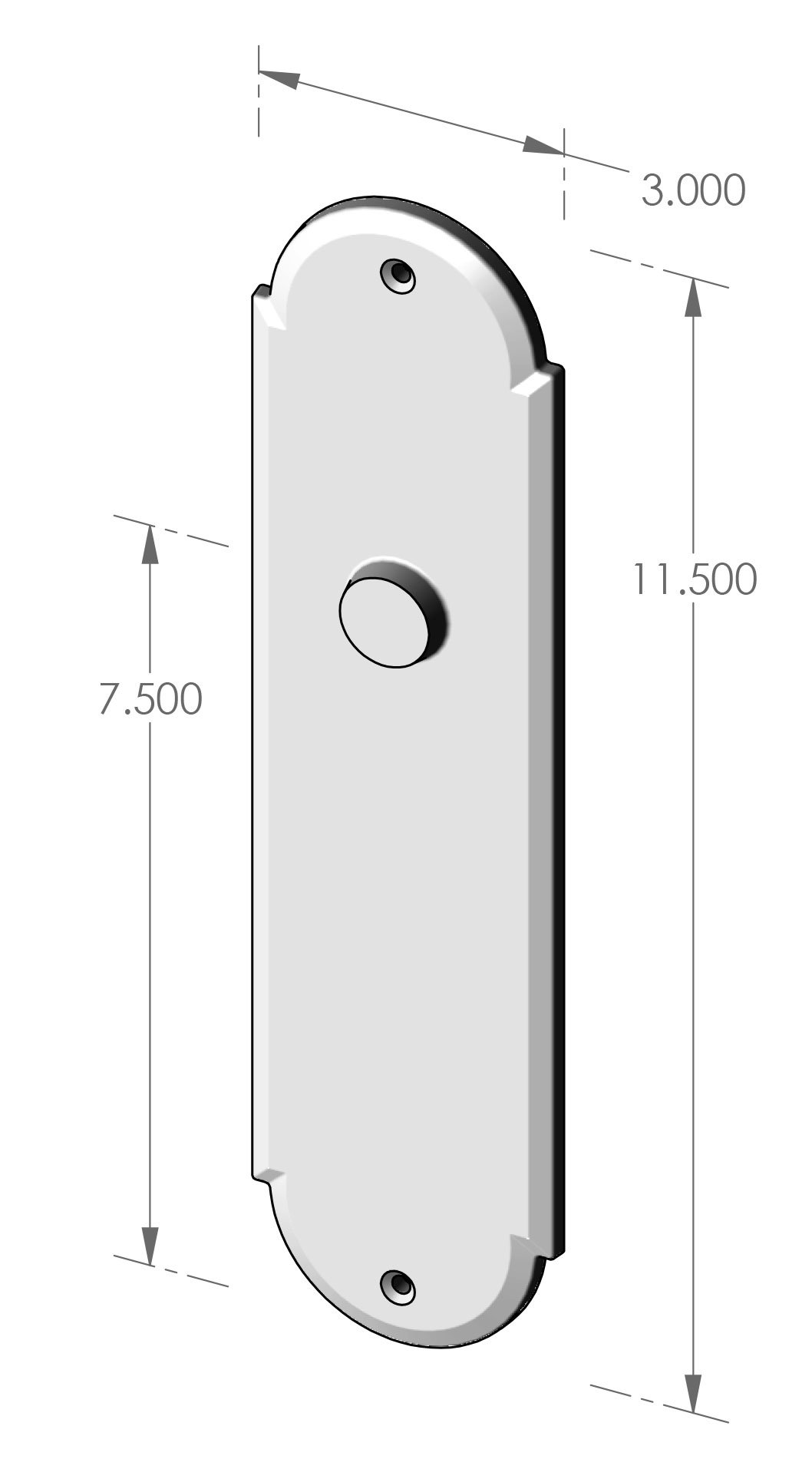 P-F-A410IML Arch Interior Mortise Lock Passage Plate Specifications