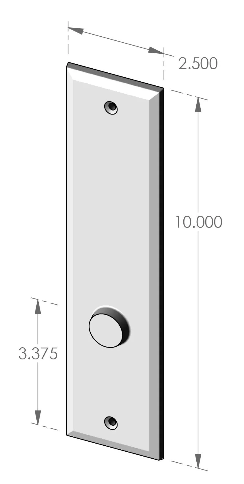 P-409ML Bevel Edge Mortise Lock Passage Plate Specifications