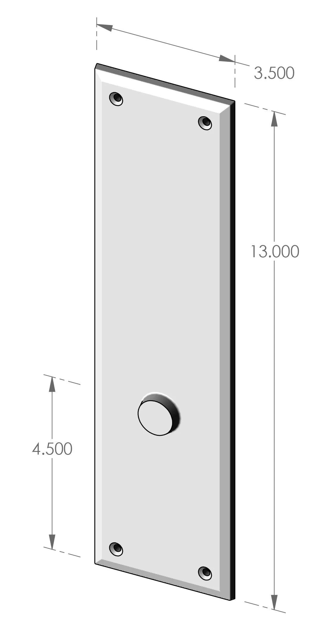 P-602ML Bevel Edge Mortise Lock Passage Plate Specifications
