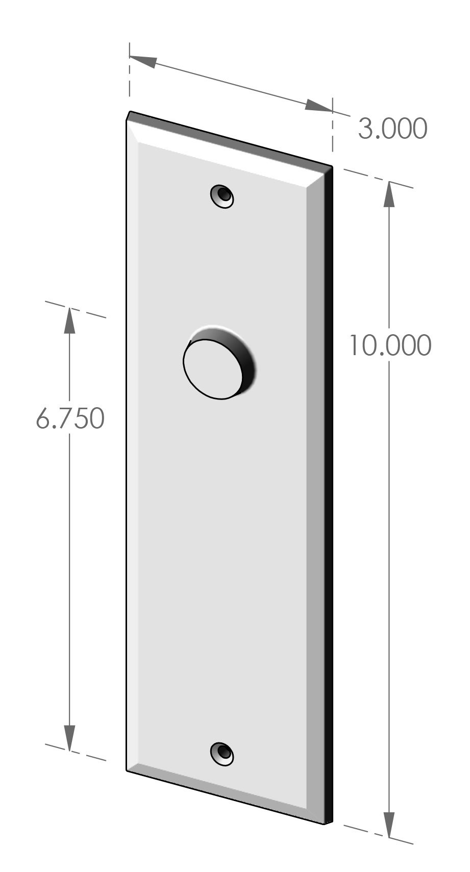 P-F410IML Bevel Edge Interior Mortise Lock Passage Plate Specifications