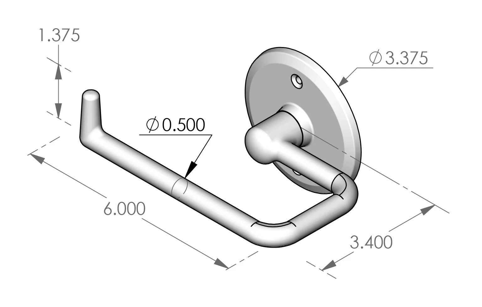 AW-100LH Toilet Paper Holder - Points Left Specifications