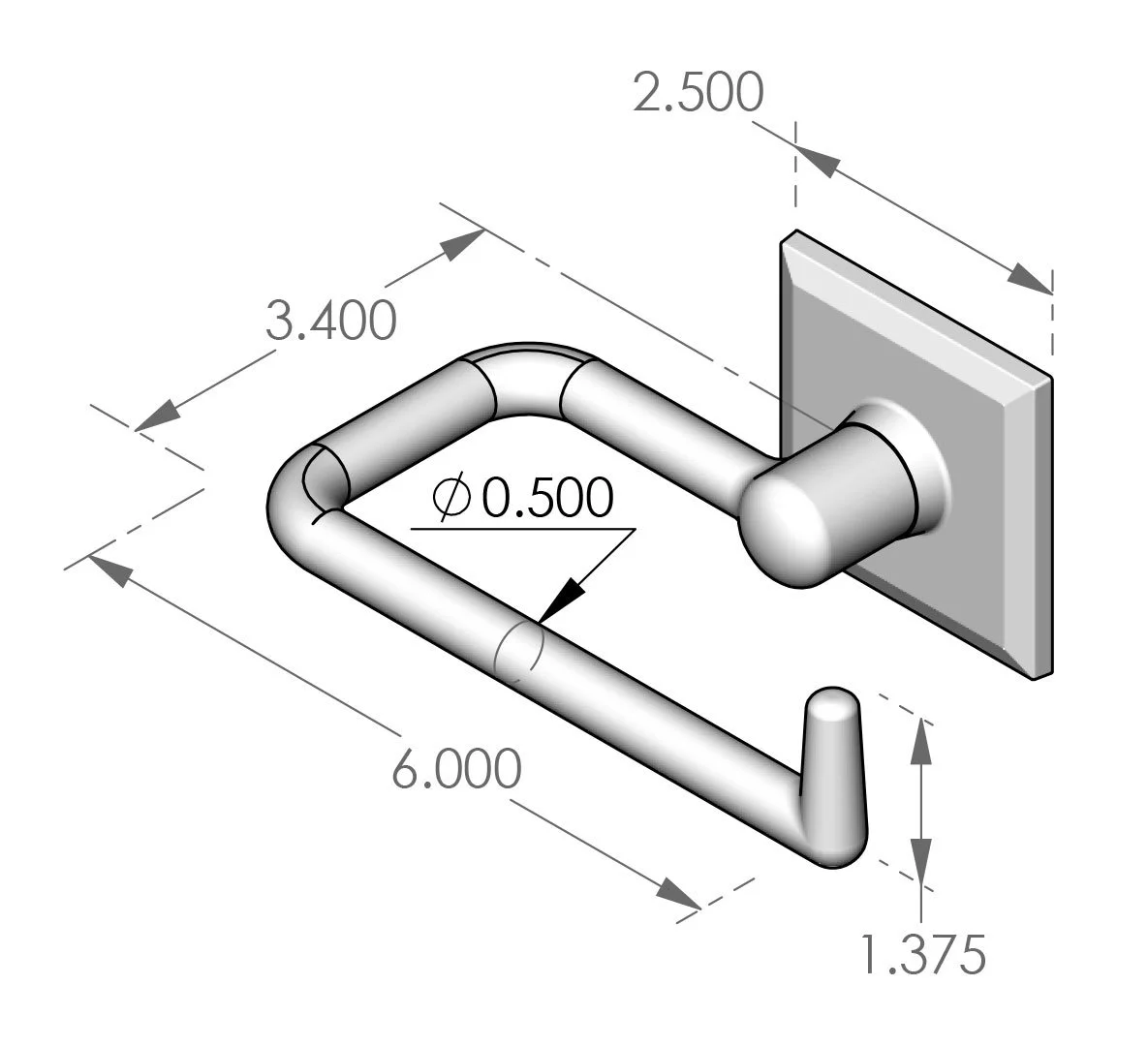 AW-100RH Toilet Paper Holder - Points Right Specifications