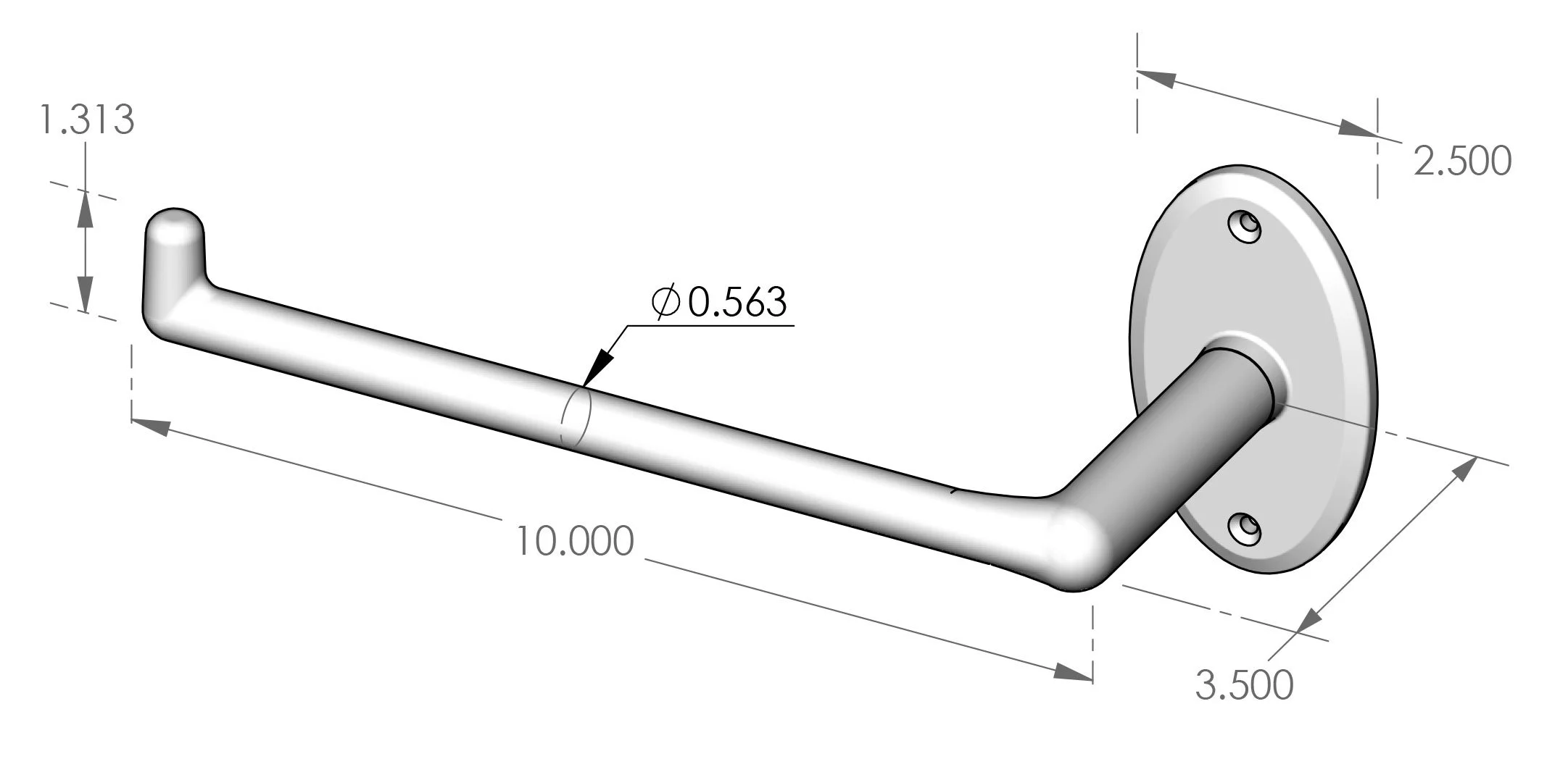 HT-108LH Hand Towel Bar - Points Left Specifications