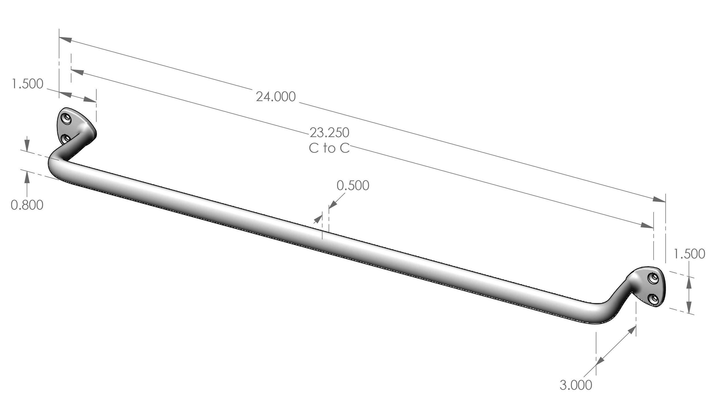 SP-TB-24 Sash Pull Style Towel Bar Specifications