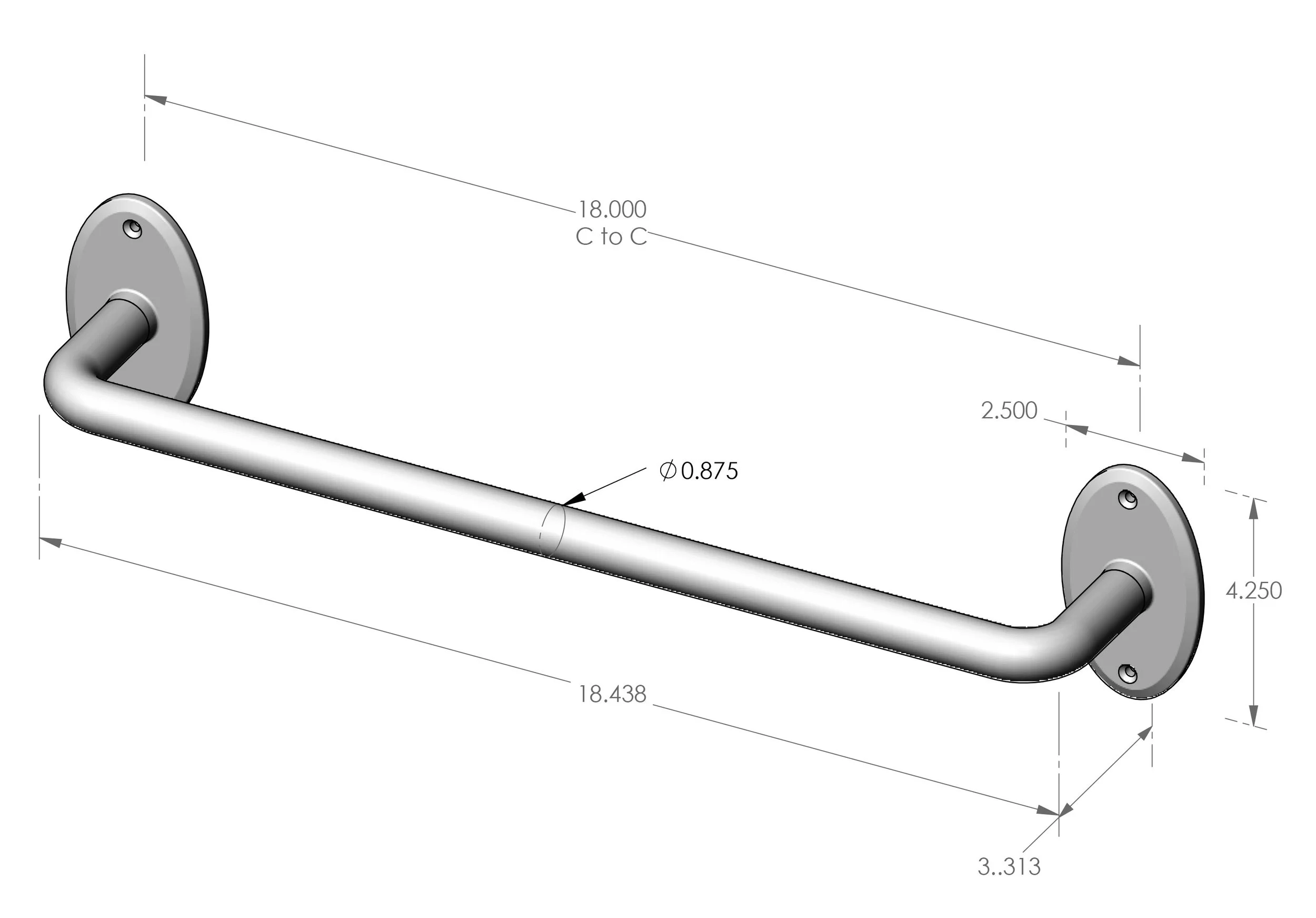 STB-18 Solid Towel Bar Specifications
